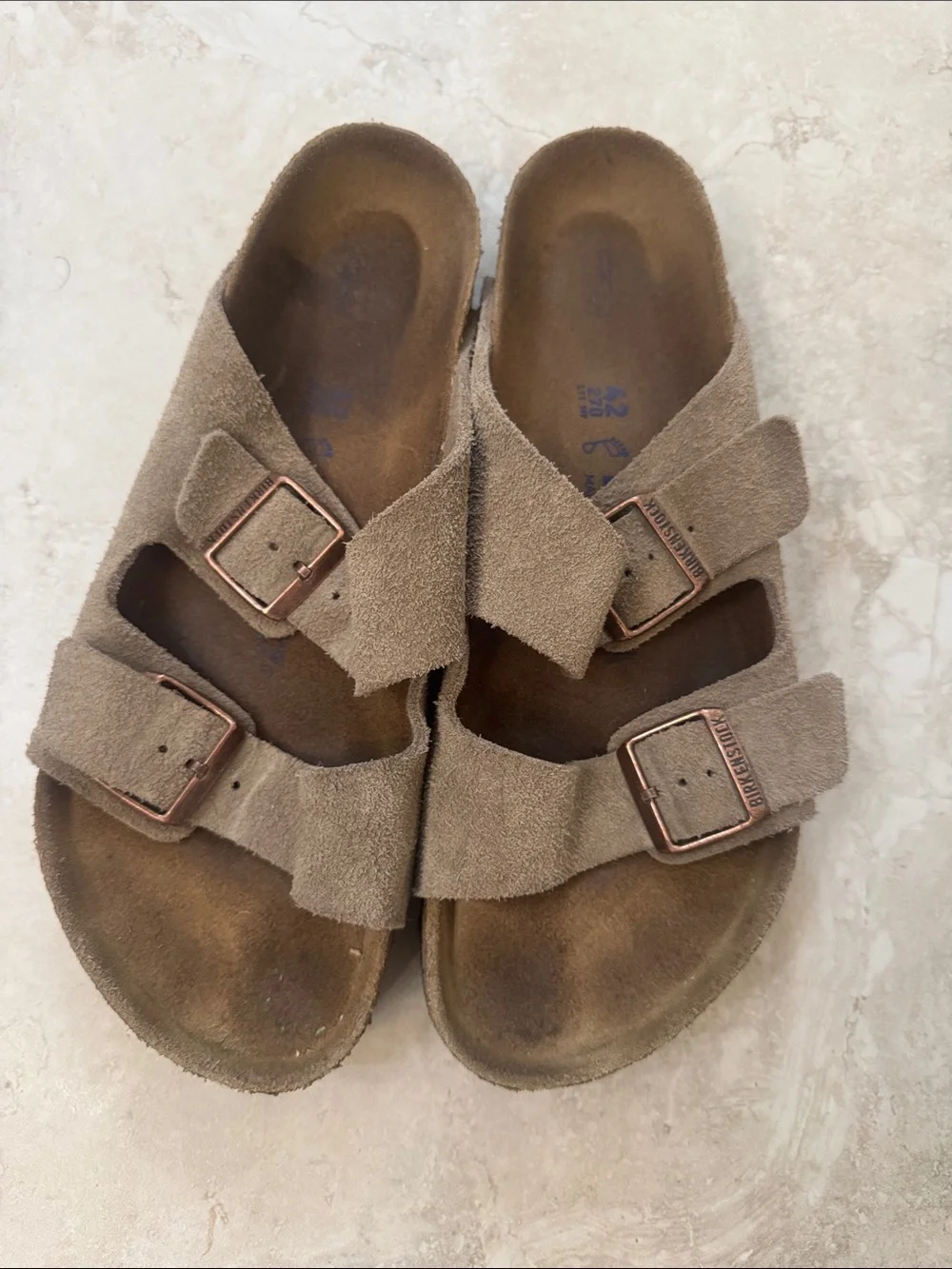 Birkenstock mens Arizona Suede Sandals in Taupe Brown